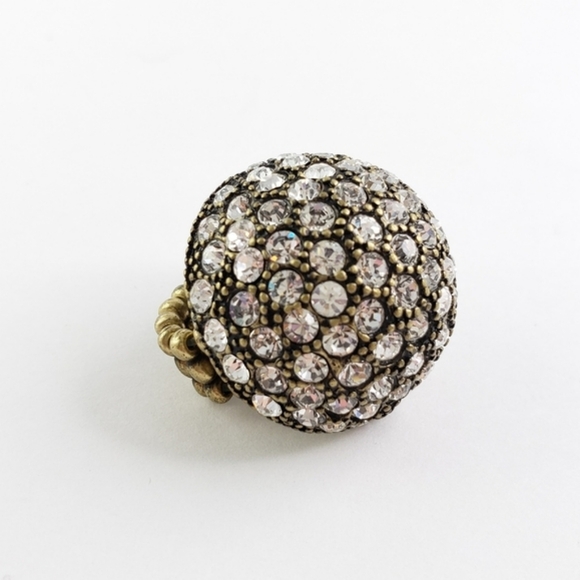 Y2K 1990s Pave Rhinestone Stretch Ring - Picture 9 of 10